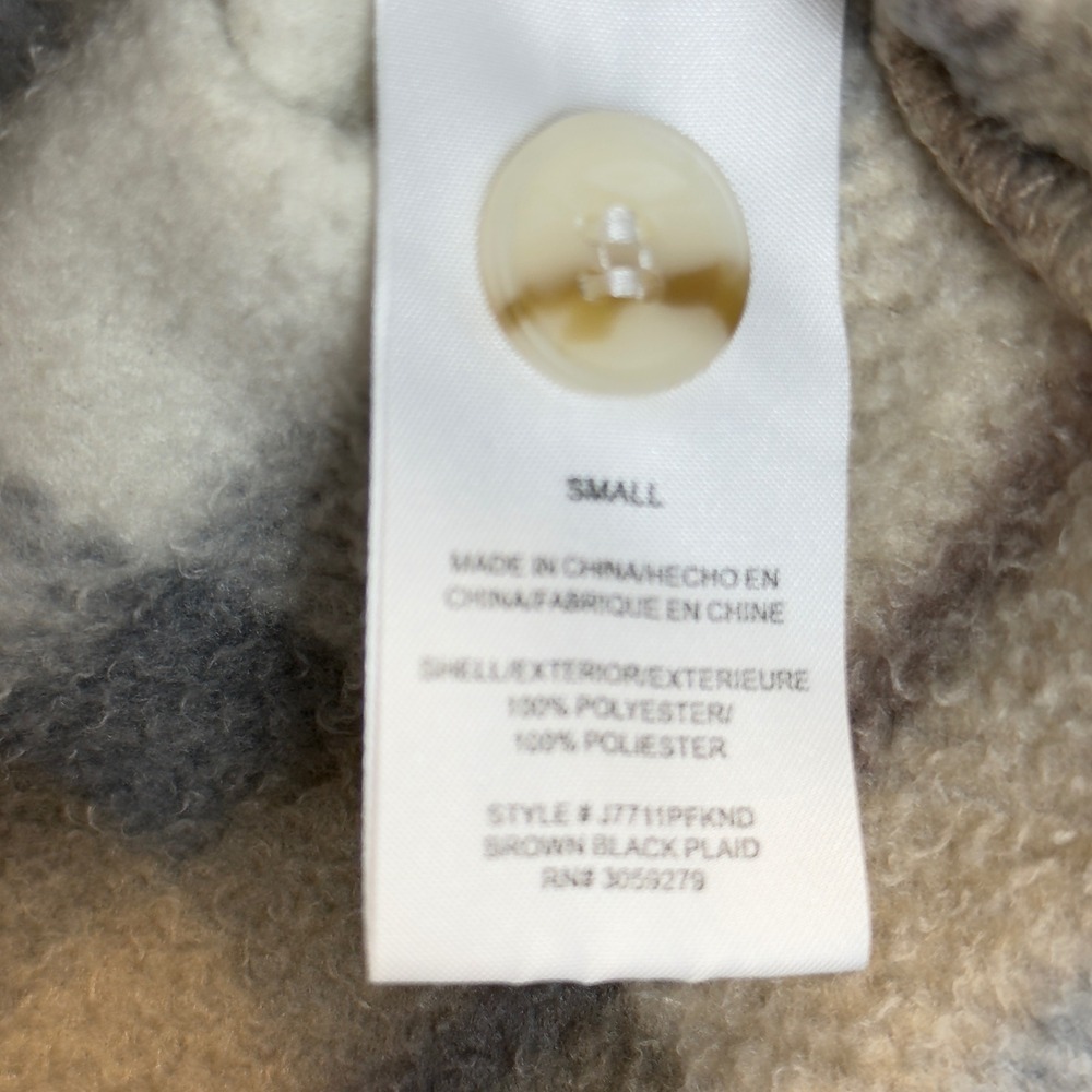 Thread & Supply Brown Beige Plaid Fleece Shacket Button Front Jacket Small - Picture 6 of 8